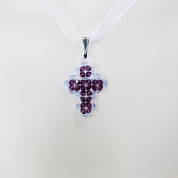 Pendant 40cm - Trina-Violet Organza - Pendant 40cm - Laiton argenté